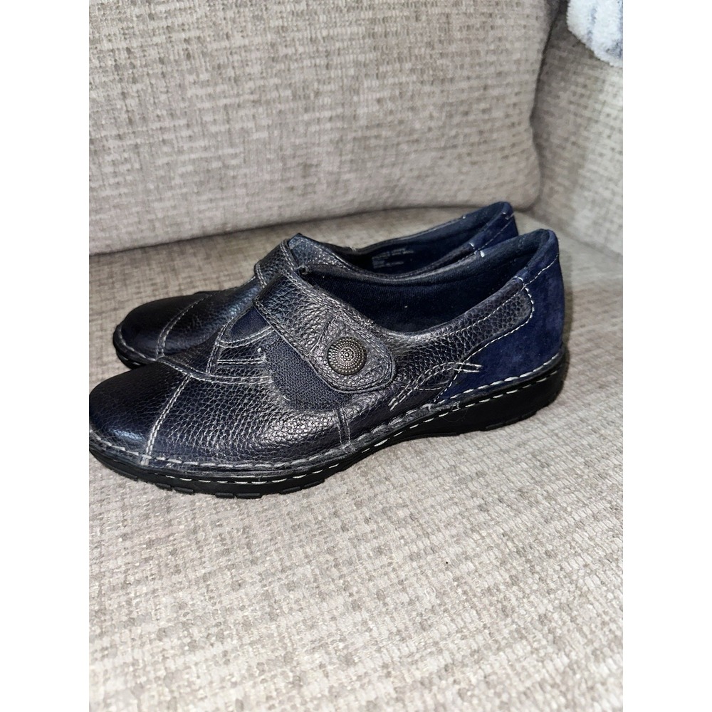 Earth Origins Shoes Womens 8 W Evelyn Slip On Comfort Loafers Navy Leather - Picture 3 of 7